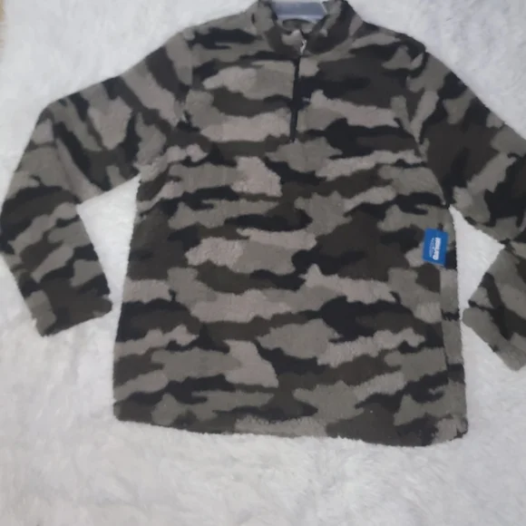 Men's Camo Sherpa 1/4 zip Pullover Sweater Size L - Picture 5 of 6